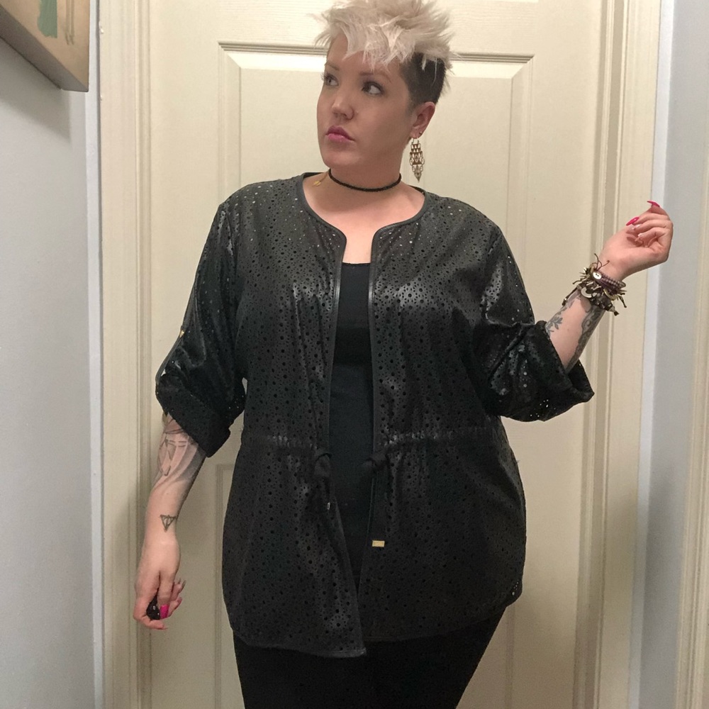 Laser cut faux leather Calvin Klein plus 1x jacket